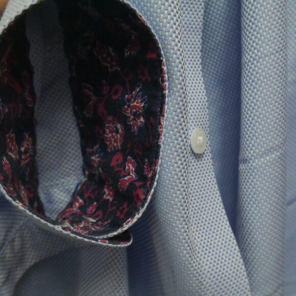 Charles Tyrwhitt Custom Light Blue Dress Shirt with Floral Trim Details - Picture 6 of 14